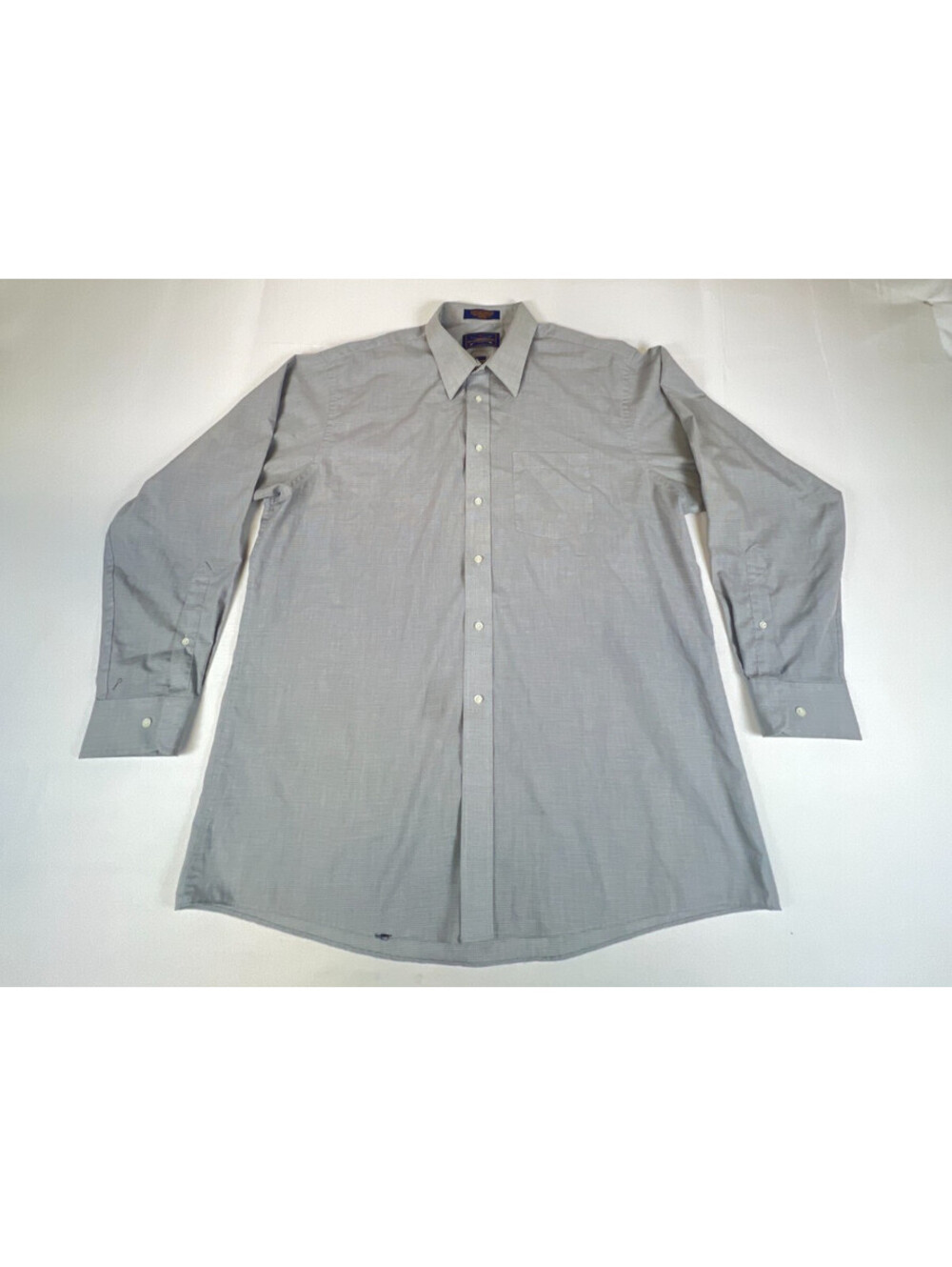 Vtg The Arrow Company Men 17.5 34/35 Gray Wrinkle Free Broadcloth Dress Shirt